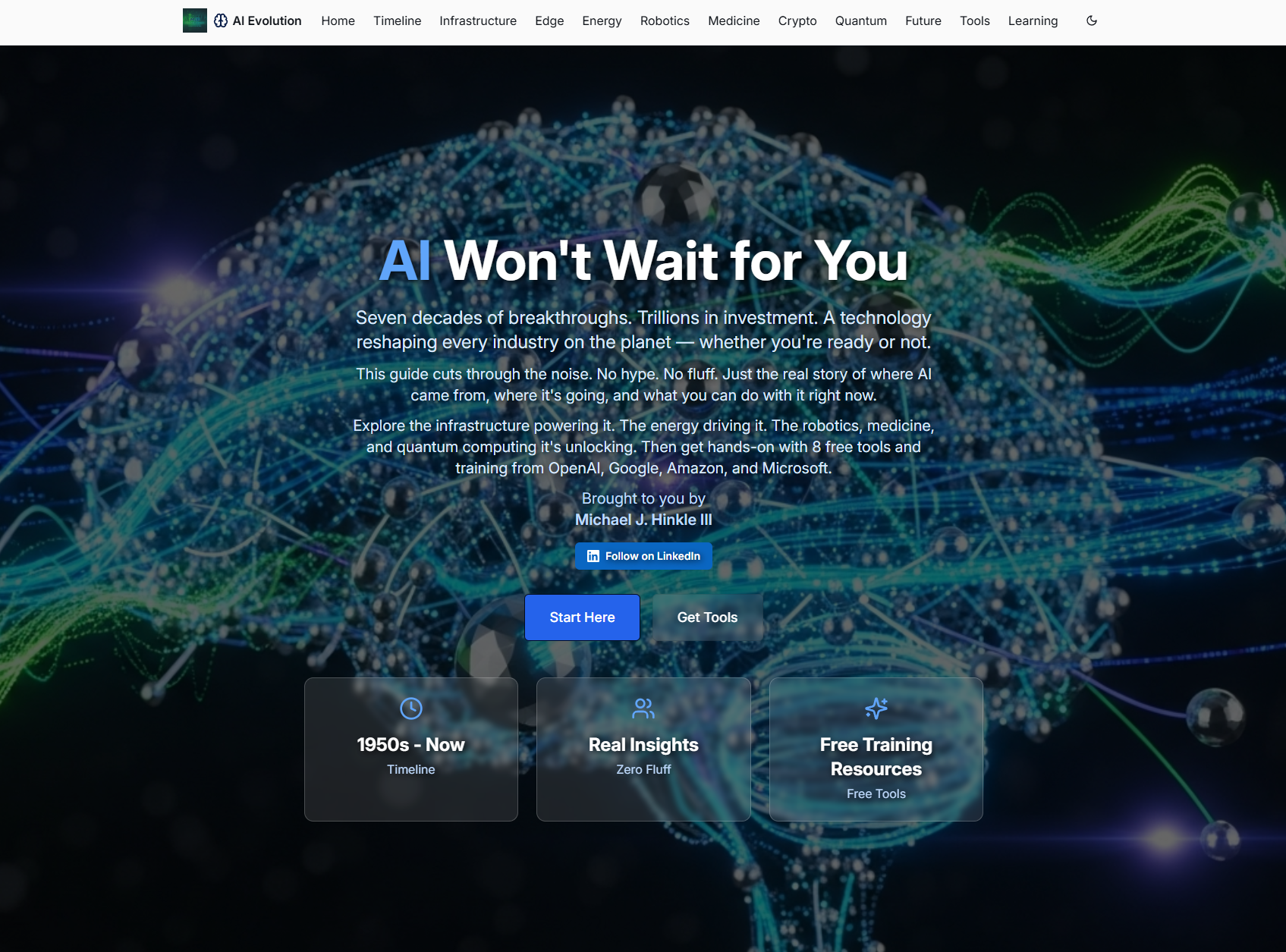 AI Evolution Guide — live app screenshot