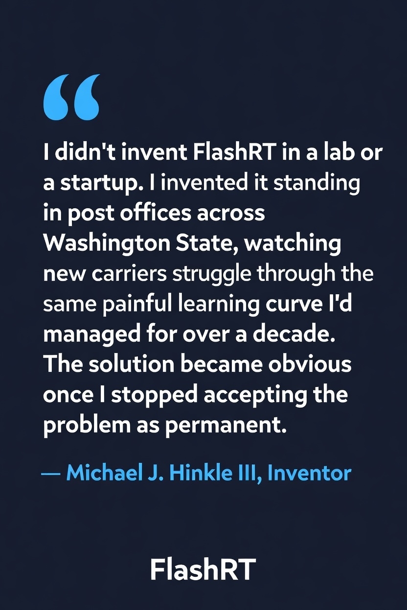 I didn't invent FlashRT in a lab or a startup — Michael J. Hinkle III