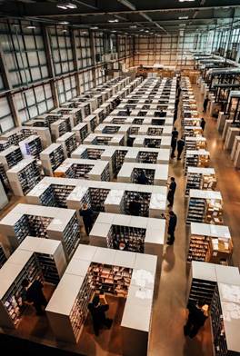 Aerial view of large-scale sorting and distribution facility