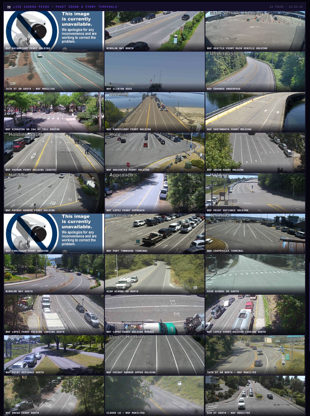 61 Live Camera Feeds — Puget Sound and Ferry Terminals